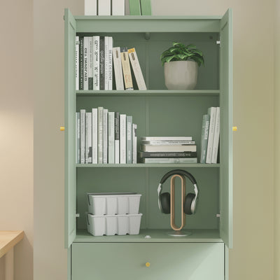 SoBuy FSB107-GR Armoire à Chaussures en Cannage avec Penderie Intégrée – 1 Tiroir, Meuble d'Entrée – 70×34×180 cm, Vert