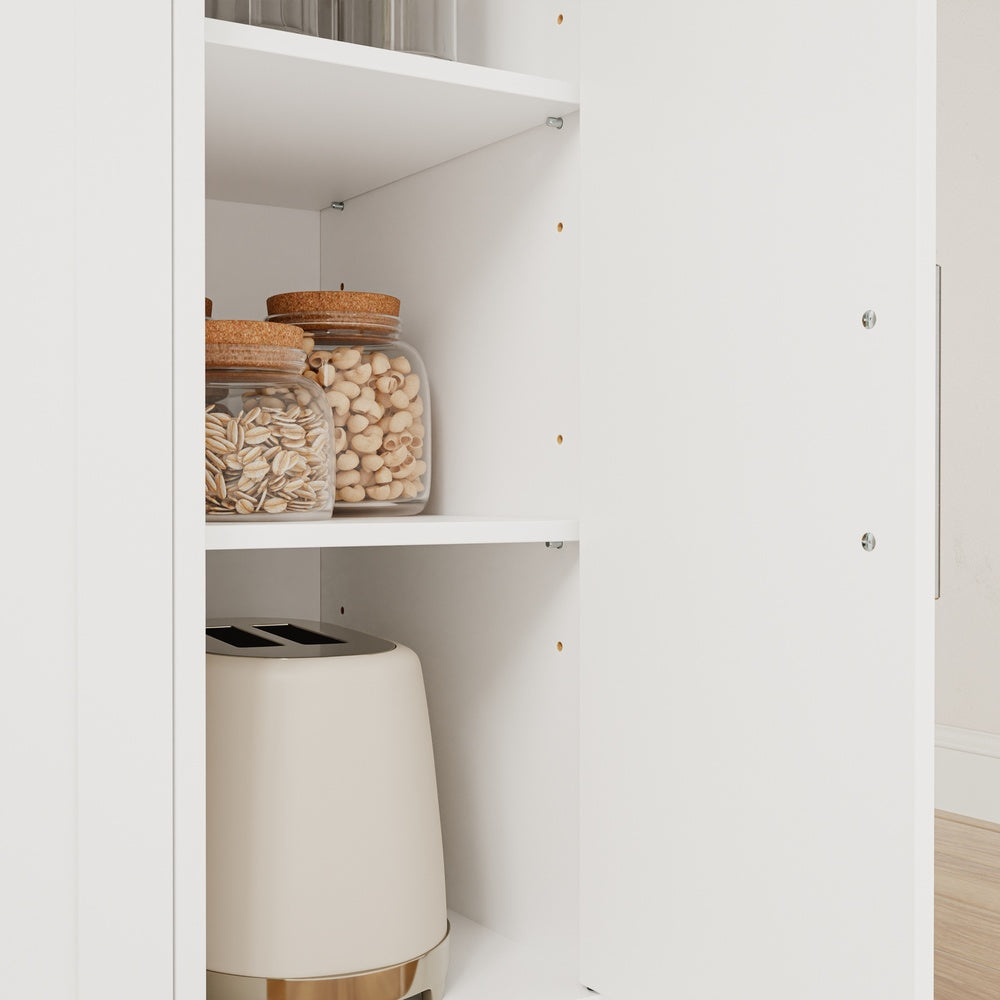 SoBuy FSB110-WN Îlot Central de Cuisine Scandinave avec Tiroir Compartimenté – Plan de Travail Extensible Rabattable, 3 Portes et 2 Étagères – 104×40×89 cm, Charge 100 kg