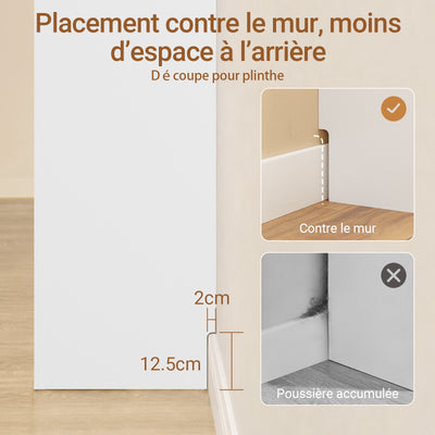 SoBuy FSB111-WN Buffet de Cuisine avec Plan de Travail – 3 Tiroirs et 2 Portes, Style Scandinave – 80×38×90 cm, Blanc et Bois