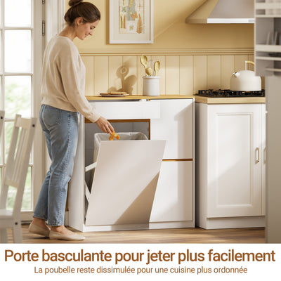 SoBuy FSB111-WN Buffet de Cuisine avec Plan de Travail – 3 Tiroirs et 2 Portes, Style Scandinave – 80×38×90 cm, Blanc et Bois