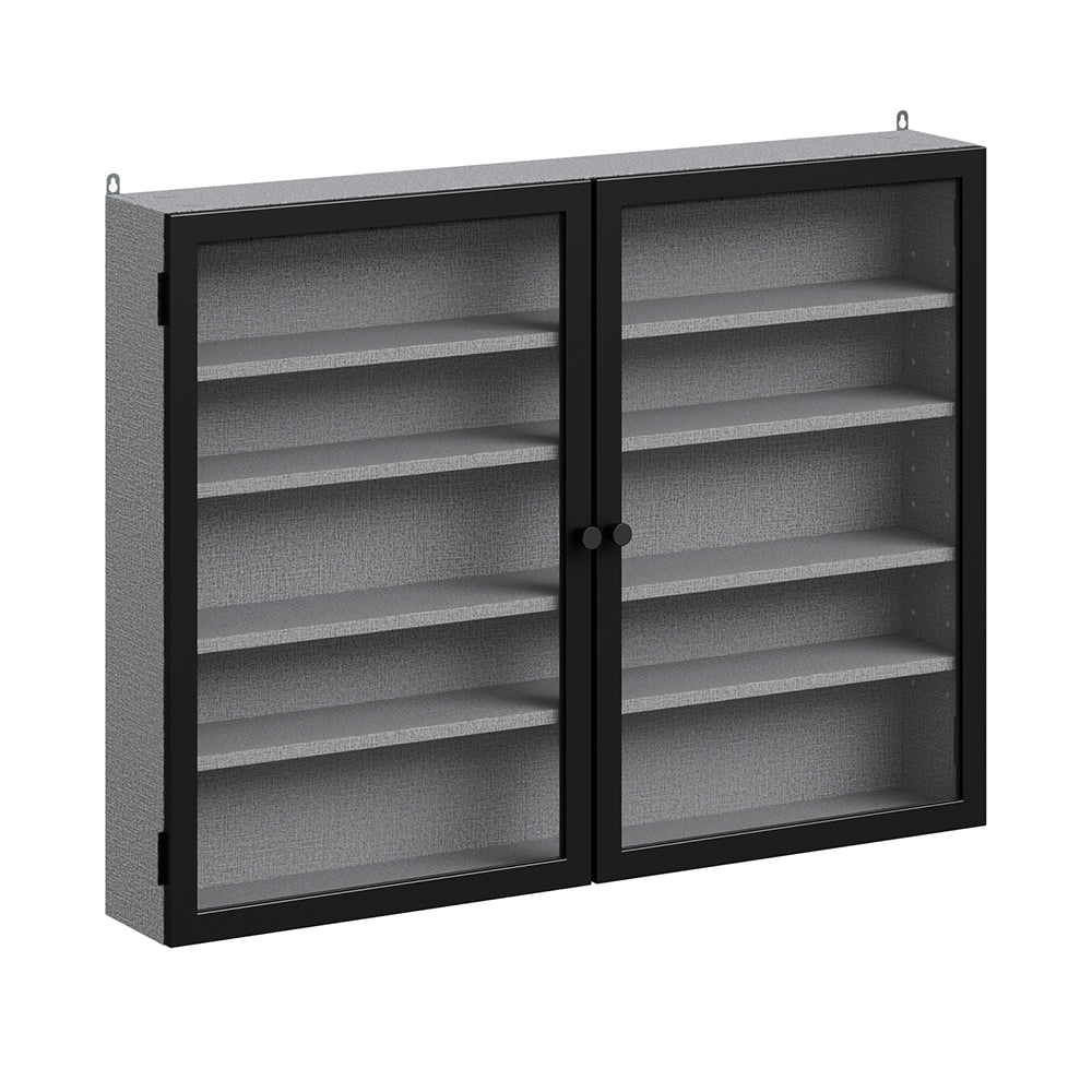SoBuy FSB113-DG Vitrine Murale Suspendue avec Portes en Verre – Étagère Murale 5 Compartiments pour Collection, Finition Mélaminée Gris – 80×12,2×60 cm, Charge 10 kg