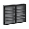 SoBuy FSB113-DG Vitrine Murale Suspendue avec Portes en Verre – Étagère Murale 5 Compartiments pour Collection, Finition Mélaminée Gris – 80×12,2×60 cm, Charge 10 kg