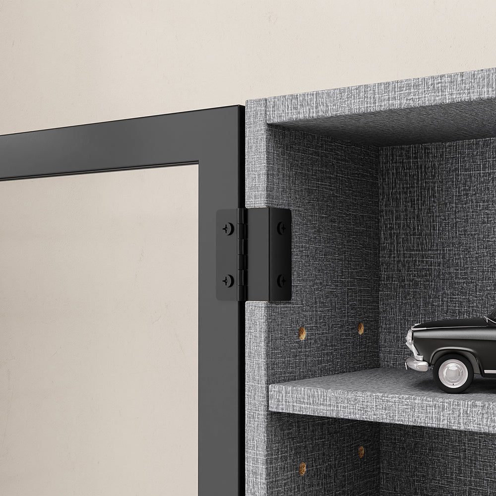 SoBuy FSB113-DG Vitrine Murale Suspendue avec Portes en Verre – Étagère Murale 5 Compartiments pour Collection, Finition Mélaminée Gris – 80×12,2×60 cm, Charge 10 kg