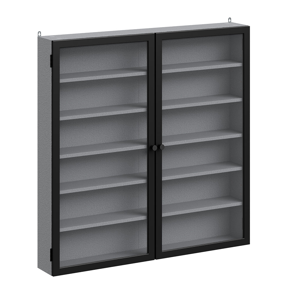 SoBuy FSB113-H-DG Armoire Murale 2 Portes avec Étagères Réglables – Meuble Rangement Suspendu pour Salle de Bain, WC et Cuisine – 80×12,2×80 cm, Charge 12 kg