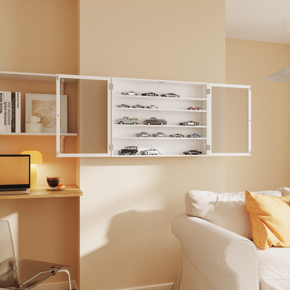 SoBuy FSB113-W Armoire Murale Salle de Bain 2 Portes – Meuble Rangement Mural avec Étagères Réglables, Placard Suspendu Faible Profondeur – 80×12,2×60 cm, Charge 10 kg