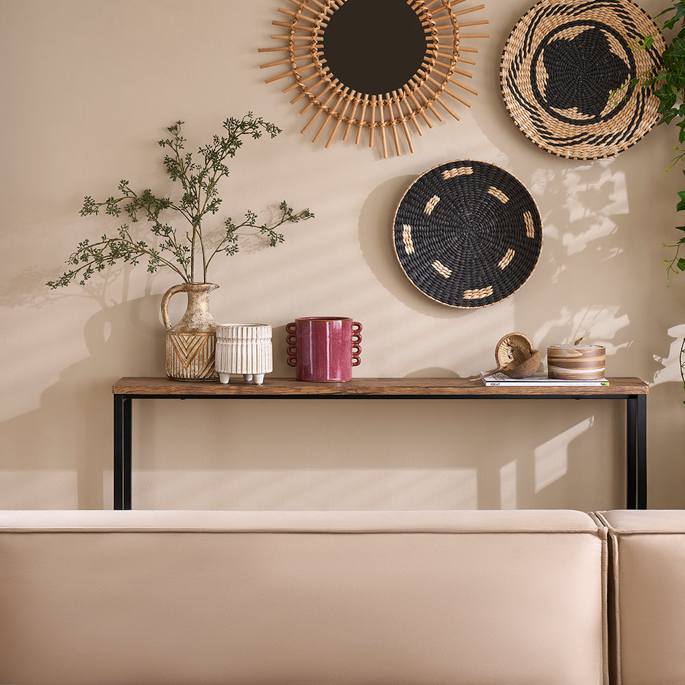 SoBuy FSB19-N Table Console Étroite, Table d'Appoint, Bout de Canapé, Table d’Entrée, Cadre et 4 Pieds en Fer, pour Salon, Entrée, Couloir, Intustriel, L120xP20xH65 cm