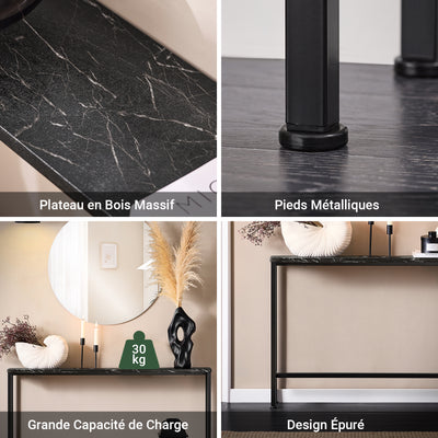 SoBuy FSB19-SCH Console d’Entrée Design Fonctionnel et Gain de Place, Design Moderne, Style Industriel, pour Salon et Chambre – L120×P20×H65 cm, Métal, Noir
