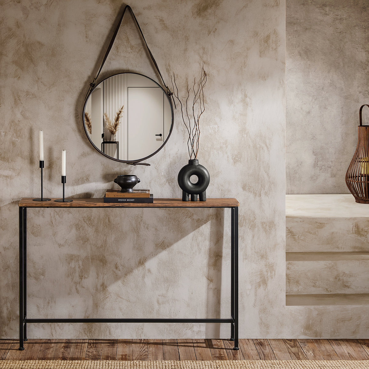 SoBuy FSB19-XL-N Console Entrée Meuble Couloir Étagère Arrière Canapé – Structure Métal Robuste, Design Moderne Ultra Fin – Idéal pour Salon, Chambre, Entrée 120x20x80cm