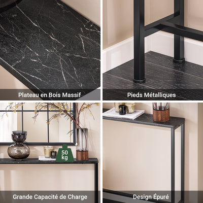 SoBuy FSB19-XL-SCH Console d’Entrée Design Fonctionnel et Gain de Place, Design Moderne, Style Industriel, pour Salon et Chambre – L120×P20×H80 cm, Métal, Noir