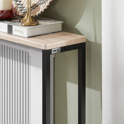 SoBuy FSB19-XL-Z Console Ultra Fine 20 cm – 120×20×80 cm, Charge 50 kg, Métal Noir et Plateau Bois