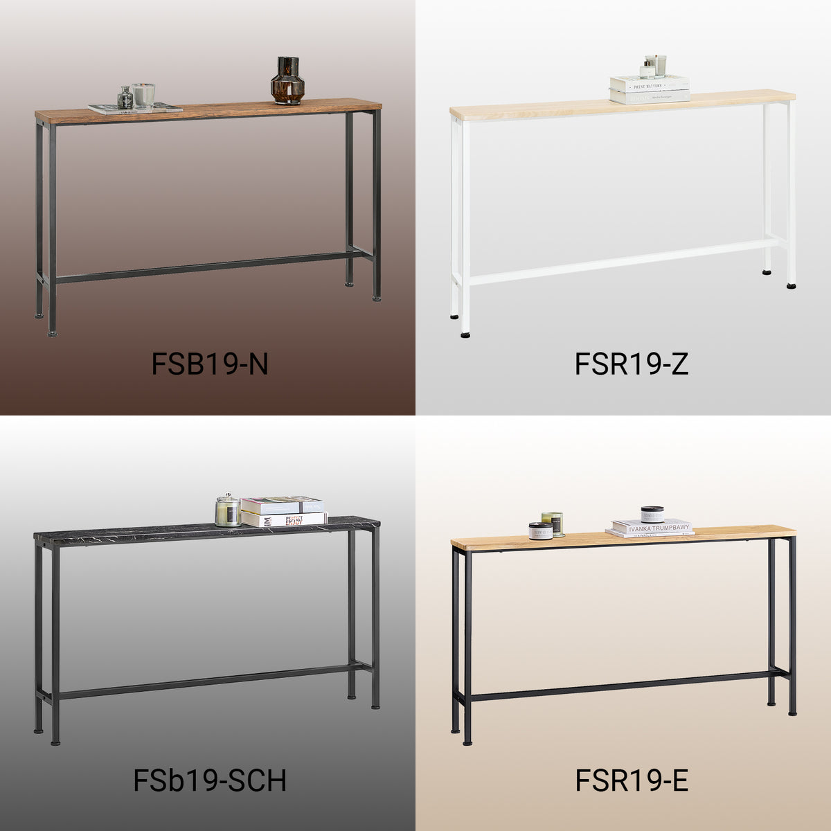 SoBuy FSB19-Z Console Entrée Meuble Couloir Étagère Arrière Canapé – Structure Métal Robuste, Design Moderne Ultra Fin – Idéal pour Salon, Chambre, Entrée – 120x20x65cm
