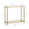 SoBuy FSB29-G Table Console Table d'Appoint Bout de Canapé Table d’Entrée Effet Marbre Cadre et 4 Pieds en Fer Haute Qualité – L80cm x P30cm x H75cm - Doré