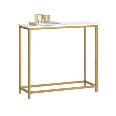 SoBuy FSB29-G Table Console Table d'Appoint Bout de Canapé Table d’Entrée Effet Marbre Cadre et 4 Pieds en Fer Haute Qualité 