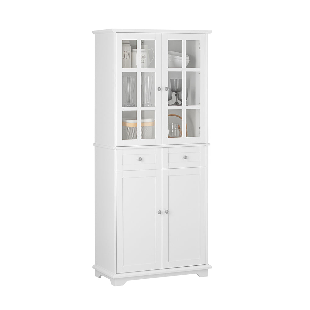 SoBuy FSB76-W Buffet Haut, Buffet de Cuisine, Armoire de Rangement, Meuble Vitrine