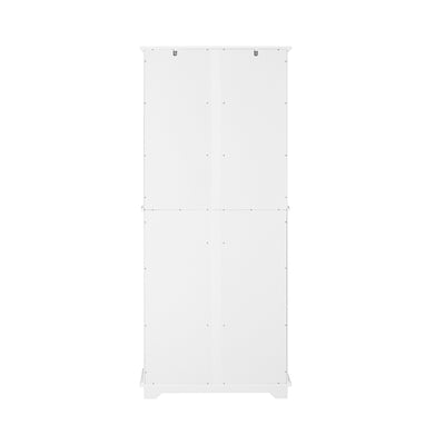 SoBuy FSB76-W Buffet Haut avec 2 Portes Vitrées, 2 Portes et 2 Tiroirs – L75×P40×H175 cm, Charge 100 kg, MDF E1, Blanc