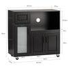 SoBuy FSB78-SCH Meuble Micro-Ondes Buffet Commode sur roulettes Armoire de Cuisine Multi-Rangement avec 3 Portes, 1 Tiroir, 1 Compartiment