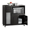 SoBuy FSB78-SCH Meuble Micro-Ondes Buffet Commode sur roulettes Armoire de Cuisine Multi-Rangement avec 3 Portes, 1 Tiroir, 1