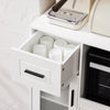 SoBuy FSB78-W Desserte de Cuisine à Roulettes – 3 Portes dont 1 en Verre, Tiroir et Gestion des Câbles, Blanc