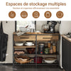 SoBuy FSB85-PF Buffet de Cuisine Style Industriel – 120 cm, 2 Tiroirs et Range-Bouteilles, Marron