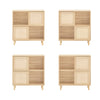 SoBuy FSB87-N Buffet à Portes Coulissantes en Bambou – 4 Compartiments, 80 × 35 × 87 cm, Naturel
