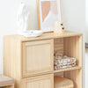 SoBuy FSB87-N Buffet à Portes Coulissantes en Bambou – 4 Compartiments, 80 × 35 × 87 cm, Naturel