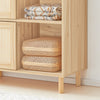 SoBuy FSB87-N Buffet à Portes Coulissantes en Bambou – 4 Compartiments, 80 × 35 × 87 cm, Naturel