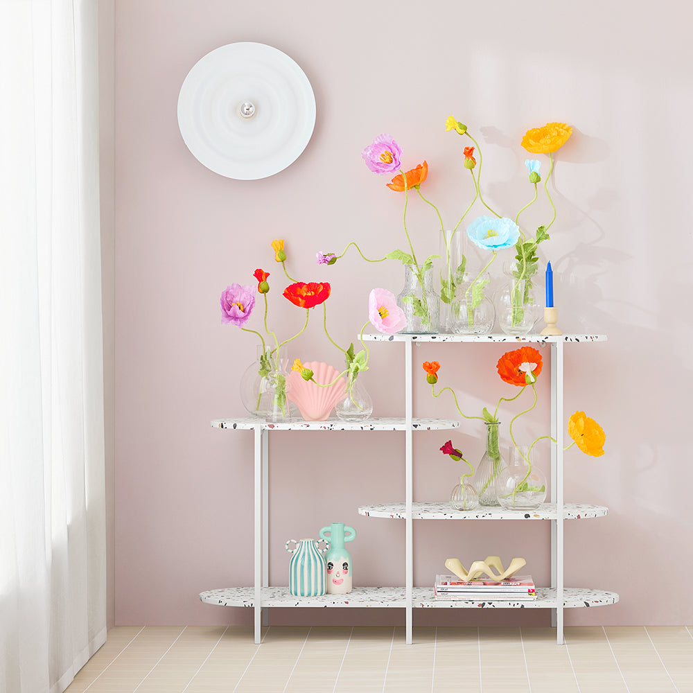 SoBuy FSB89-W Table Console, Table d'Appoint, Table d’Entrée, Étagère de Rangement, Étagère Asymétrique à 4 Niveaux