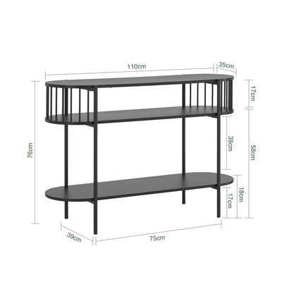 SoBuy FSB90-SCH Console d'Entrée 3 Niveaux Design Industriel 110×39×76 cm – Noir