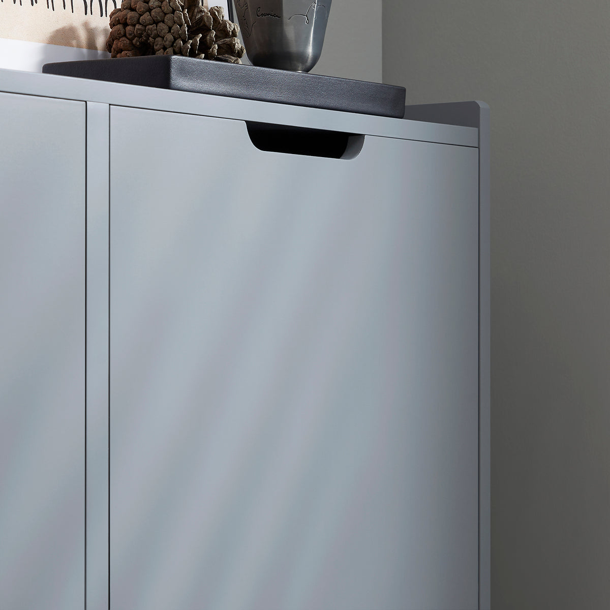 SoBuy FSR100-HG Armoire à Chaussures Ultra-Slim 19 cm – 4 Abattants, 8–12 Paires, Anti-Basculement, Gris, 100×19×91 cm