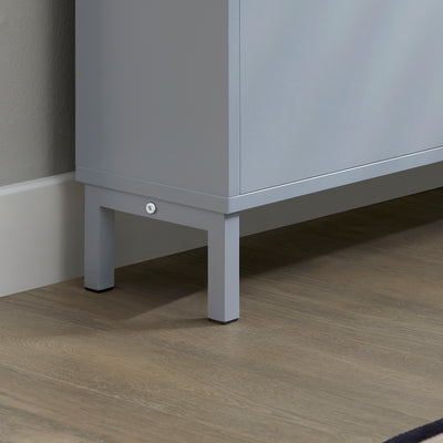 SoBuy FSR100-HG Armoire à Chaussures Ultra-Slim 19 cm – 4 Abattants, 8–12 Paires, Anti-Basculement, Gris, 100×19×91 cm