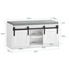 SoBuy FSR133-K-W Banc à Chaussures avec Coussin Rembourré, Porte de Grange Coulissante, 6 Compartiments Réglables, Charge 200 kg – 90x35x46 cm, Blanc