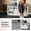 SoBuy FSR133-K-W Banc à Chaussures avec Coussin Rembourré, Porte de Grange Coulissante, 6 Compartiments Réglables, Charge 200 kg – 90x35x46 cm, Blanc