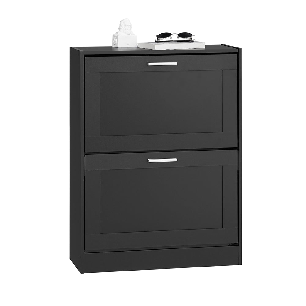 SoBuy FSR137-SCH Meuble à Chaussures à Abattants 2 Niveaux – Rangement Discret pour Entrée – 60x25x80 cm Noir