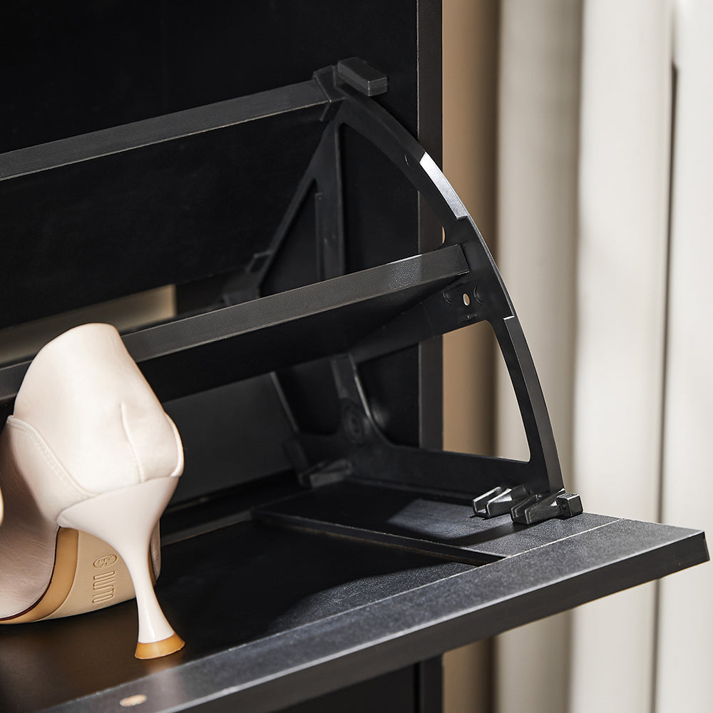 SoBuy FSR137-SCH Meuble à Chaussures à Abattants 2 Niveaux – Rangement Discret pour Entrée – 60x25x80 cm Noir