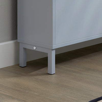 SoBuy FSR151-H-HG Armoire à Chaussures 3 Abattants Ultra-Slim 19cm, Rangement Compact pour Entrée Couloir – 50x19x129 cm, Gris