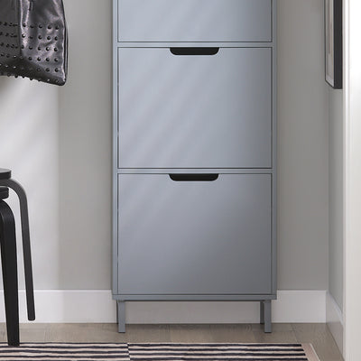 SoBuy FSR151-H-HG Armoire à Chaussures 3 Abattants Ultra-Slim 19cm, Rangement Compact pour Entrée Couloir – 50x19x129 cm, Gris