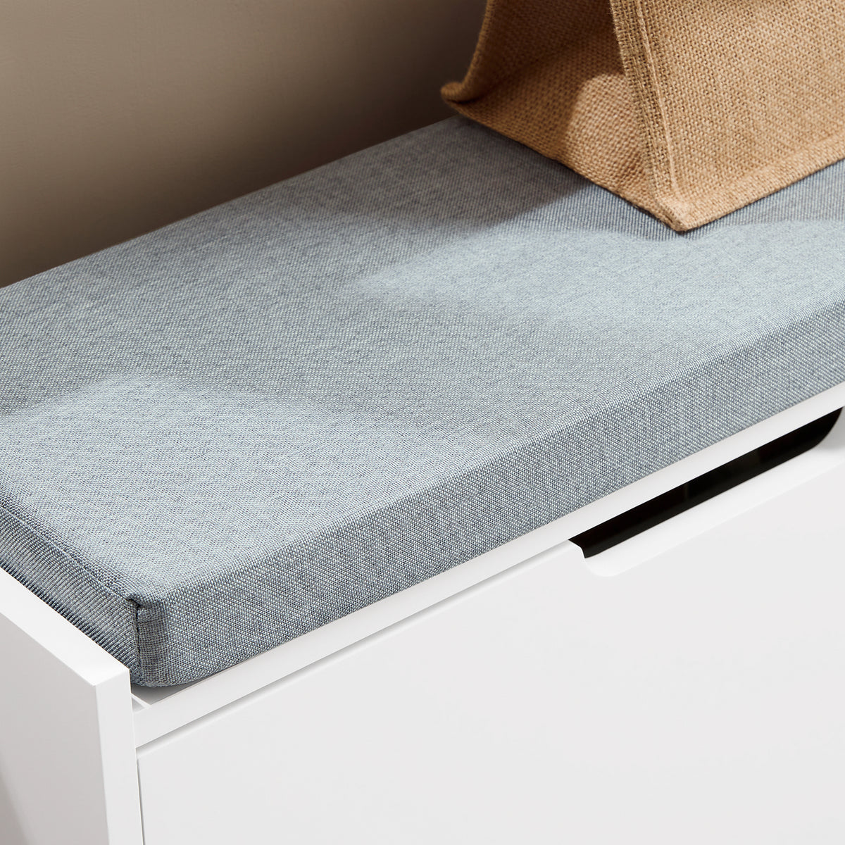 SoBuy FSR151-K-W Banc à Chaussures avec Coussin Rembourré et 1 Abattant, Slim 24cm pour Entrée – 60x24x52 cm, Blanc