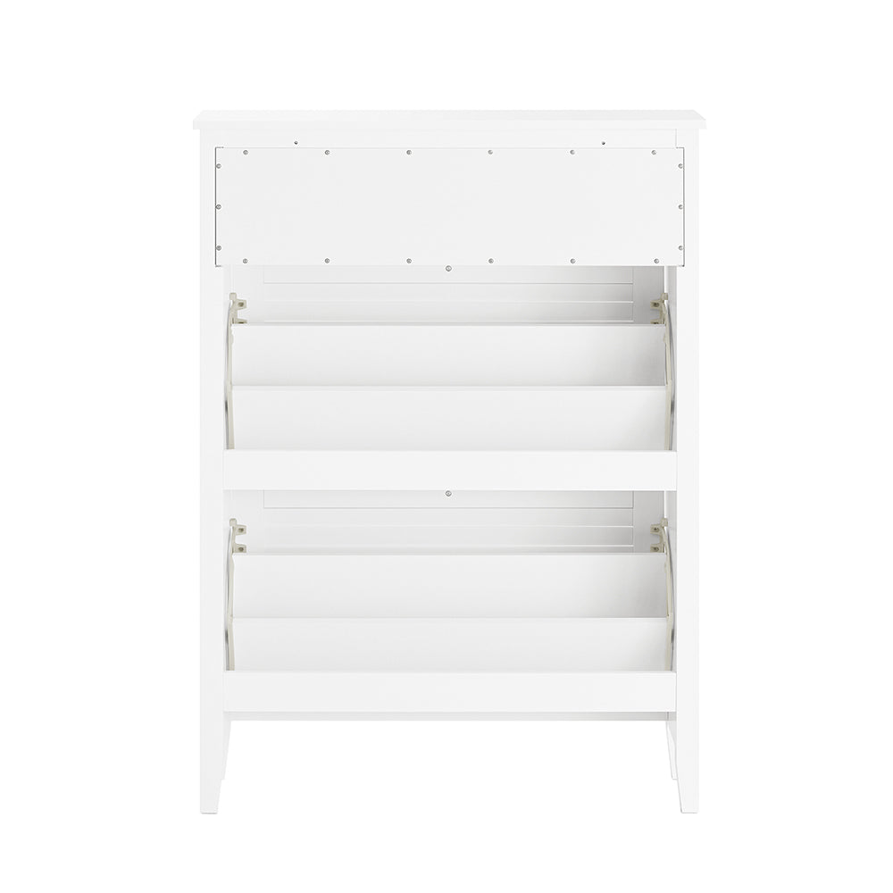 SoBuy FSR152-W Meuble à Chaussures à Abattants 2 Niveaux – Rangement Discret pour Entrée – 80x25x108 cm Blanc