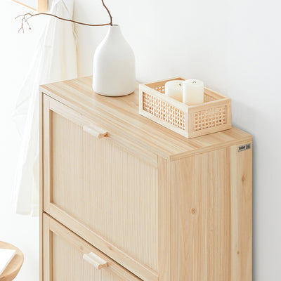 SoBuy FSR159-N Armoire à Chaussures 3 Abattants – L60 × P24 × H118 cm, Naturel