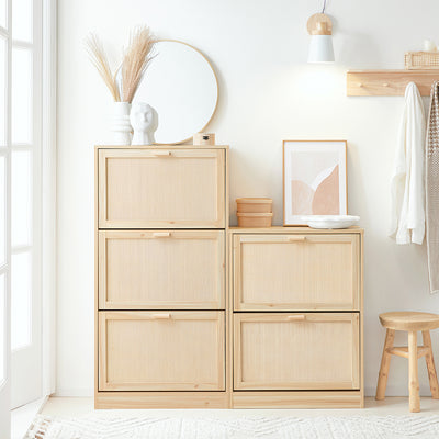 SoBuy FSR159-N Armoire à Chaussures 3 Abattants – L60 × P24 × H118 cm, Naturel