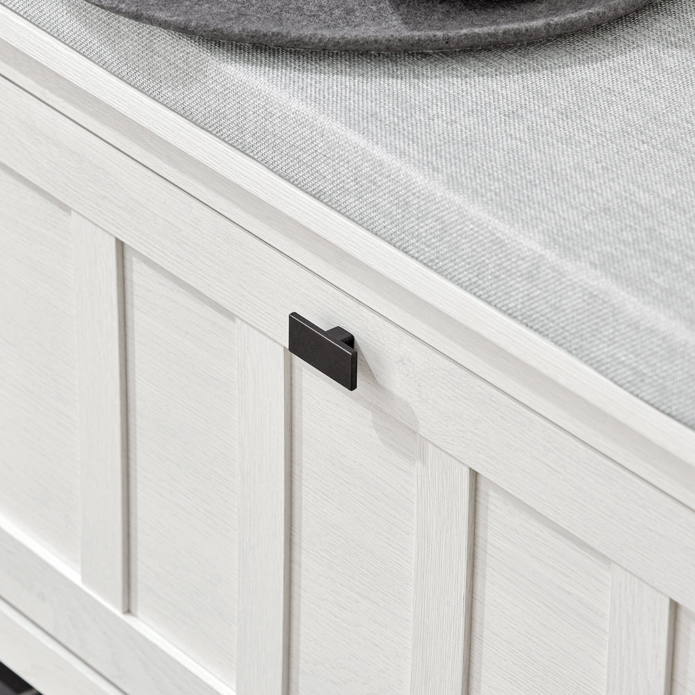 SoBuy FSR161-W Banc à Chaussures avec Coussin Rembourré et 1 Abattant pour Entrée Couloir – 80x30x50 cm, Blanc