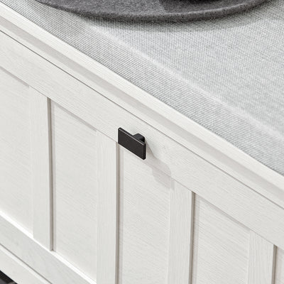SoBuy FSR161-W Banc à Chaussures avec Coussin Rembourré et 1 Abattant pour Entrée Couloir – 80x30x50 cm, Blanc