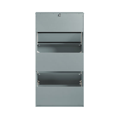 SoBuy FSR165-H-HG Meuble à Chaussures à Abattants 3 Niveaux – Rangement Discret pour Entrée – 61x26x120 cm Gris