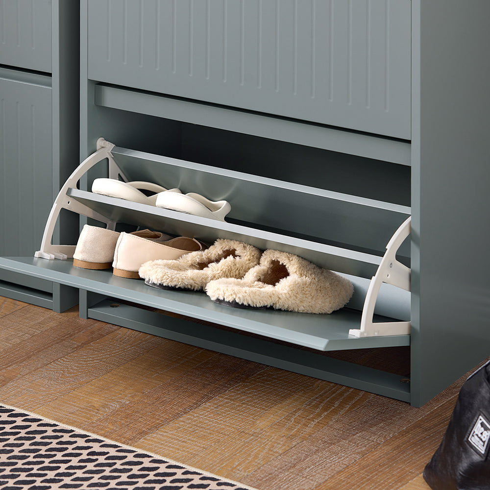SoBuy FSR165-H-HG Meuble à Chaussures à Abattants 3 Niveaux – Rangement Discret pour Entrée – 61x26x120 cm Gris