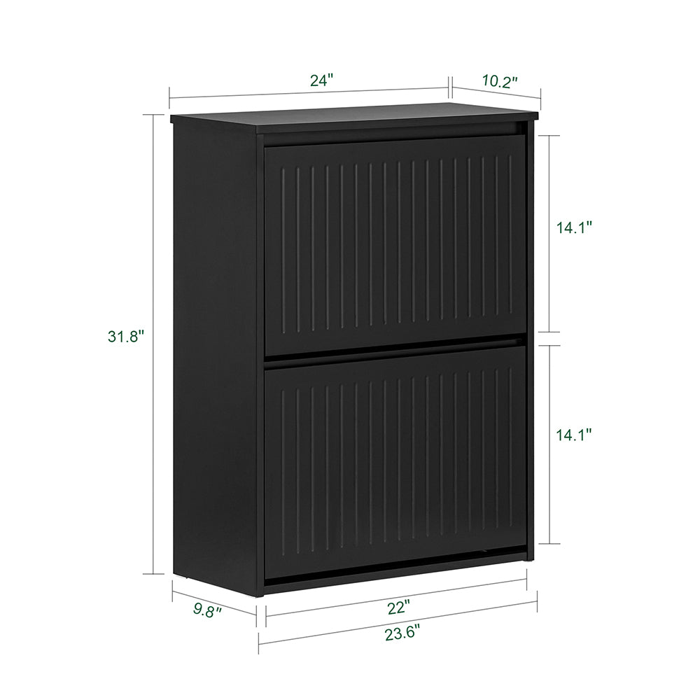 SoBuy FSR165-K-SCH Meuble à Chaussures à Abattants 2 Niveaux – Rangement Discret pour Entrée – 61x26x81 cm Noir