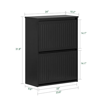 SoBuy FSR165-K-SCH Meuble à Chaussures à Abattants 2 Niveaux – Rangement Discret pour Entrée – 61x26x81 cm Noir