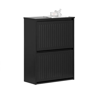 SoBuy FSR165-K-SCH Meuble à Chaussures à Abattants 2 Niveaux – Rangement Discret pour Entrée – 61x26x81 cm Noir