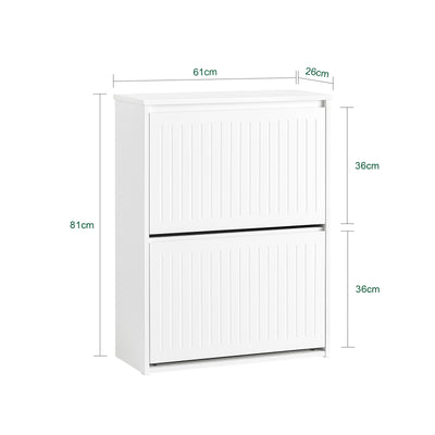 SoBuy FSR165-K-W Meuble à Chaussures à Abattants 2 Niveaux – Rangement Discret pour Entrée – 61x26x81 cm Blanc