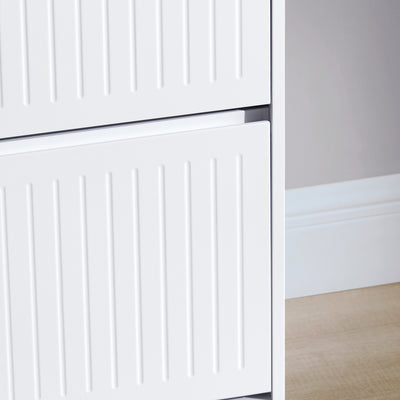 SoBuy FSR165-K-W Meuble à Chaussures à Abattants 2 Niveaux – Rangement Discret pour Entrée – 61x26x81 cm Blanc
