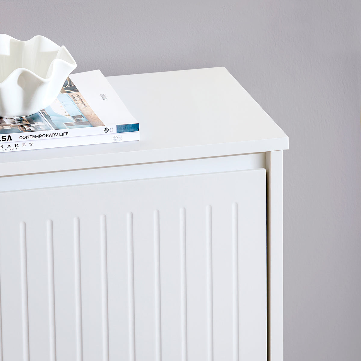 SoBuy FSR165-K-W Meuble à Chaussures à Abattants 2 Niveaux – Rangement Discret pour Entrée – 61x26x81 cm Blanc